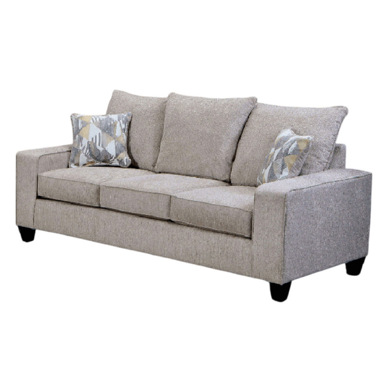 Canapé Marlow avec 2 coussins, accoudoirs carrés en chenille beige, 83 po