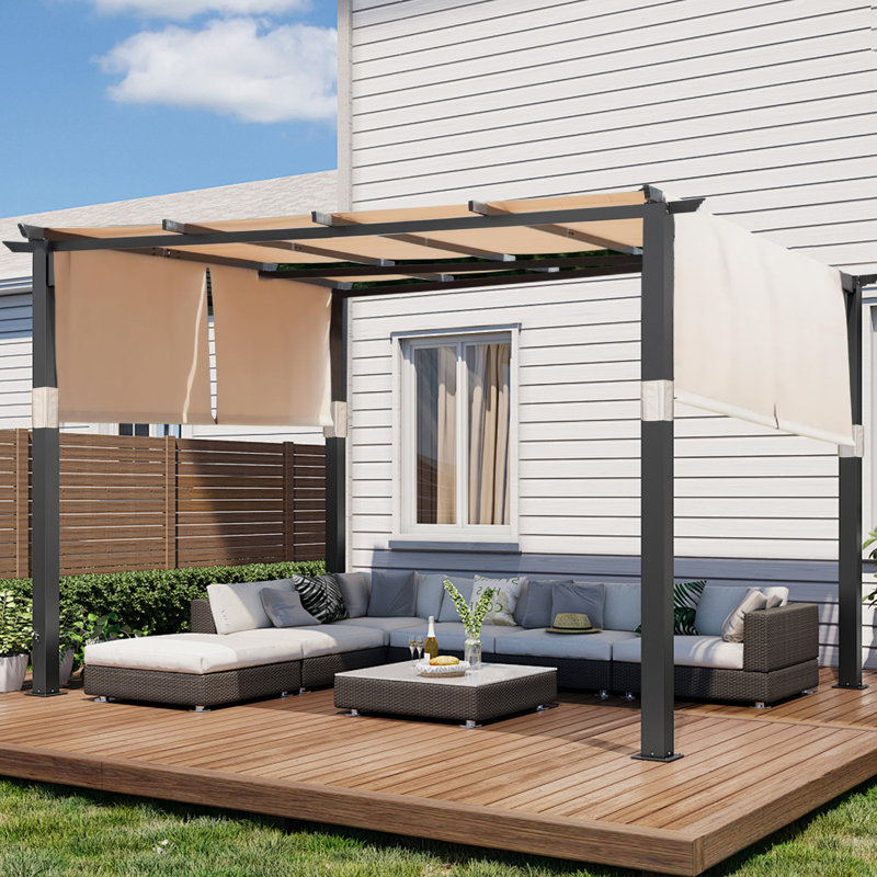 3m x 3m Metal Pergola, Beige