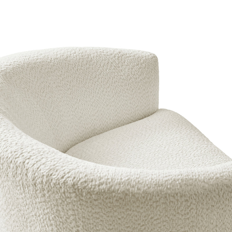 Berklie 31.5"W Modern Boucle Chenille Swivel Barrel Armchair with Ergonomic Backrest and Solid Wood Legs, Ivory