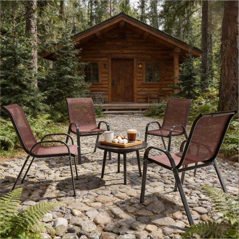 Ensemble de 4 chaises de salle à manger d'extérieur en filet empilables