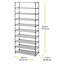 Étagère à 10 niveaux H 58,6 po x l 23,9 po x P 11,25 po