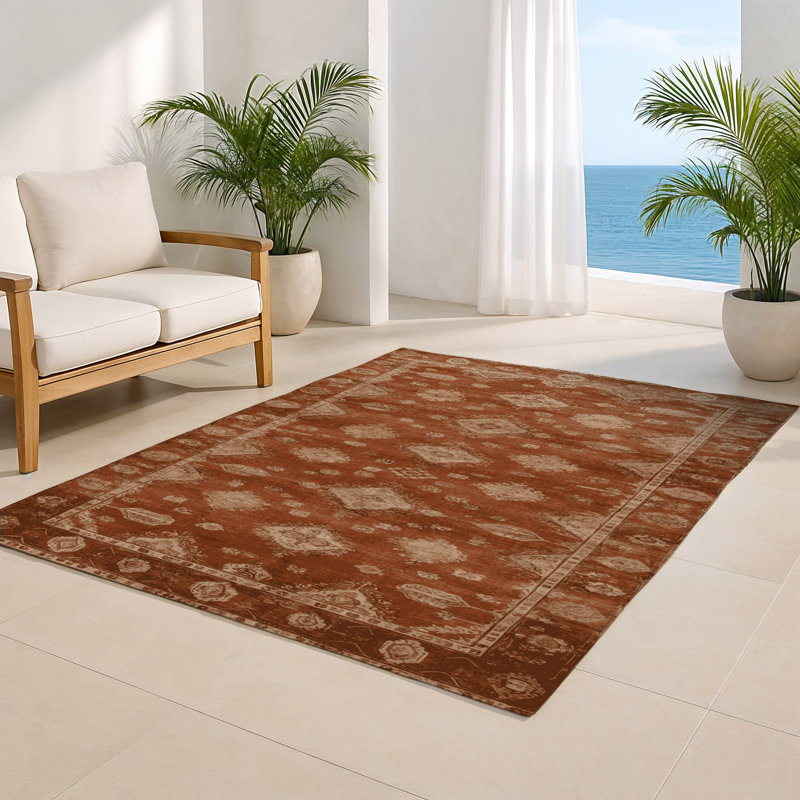 Tapis intérieur et extérieur brun Overdyed, Rectangulaire 2 pi x 3 pi