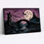 Pont de pierre et tour en ruine sous une lune violette - Toile murale d'Halloween-903355720