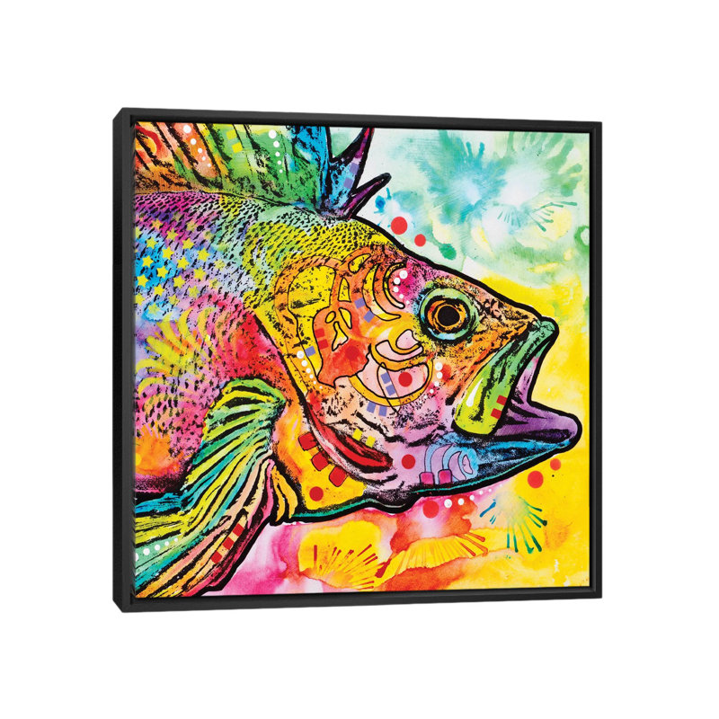 « fish », impression sur toile, H 26 po x l 26 po x P 1,5 po, Toile avec cadre noir, Pas de tapis