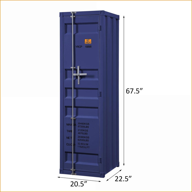 Commodes et amp; Garde-robes | Armoire industrielle en métal avec tringle, tablette et amp; Verrou | Bleu | Métal, Bleu