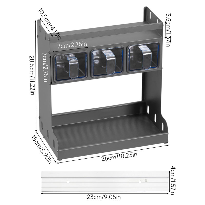 Wall Mounted Required Spice Rack, 28.5cm H x 26cm W x 15cm D