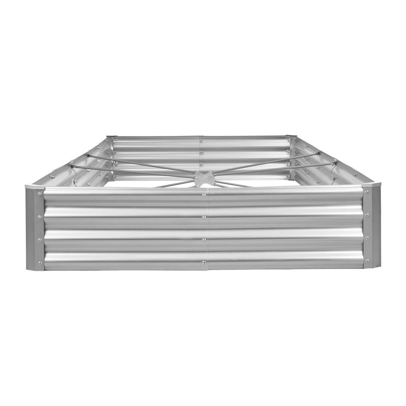 Lit de jardin surélevé en métal Galvalume, grande boîte à fleurs rectangulaire de 12 x 4 x 1 pi pour la culture et l'aménagement extérieur