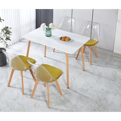 Table de salle à manger Mid-Century pour 4-6 personnes avec plateau en MDF, table de salle à manger à piédestal, table basse de loisirs