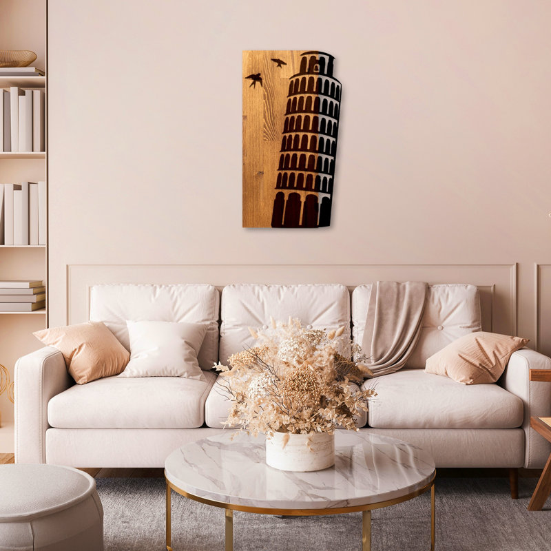 Elegant Decorative Wooden Wall Accessory, Walnut & Black, 12.6 x 22.8 x 1.2 inches | 50% Real Wood (Thickness: 1.2 inches) & 50% Metal (Thickness: 0.6 inches) | Unique Design, Perfect for Home Decor & Modern Spaces