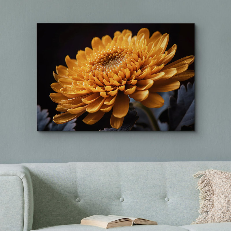Fleur, "Gerbera, chrysanthème, fleur, gros plan, photographie, art moderne, décor champêtre" sur toile, H 24 po x l 36 po