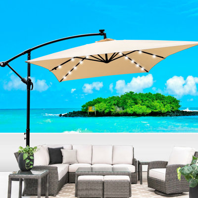 Parasol de patio solaire à énergie solaire 2 x 3 m - auvent 26, base stable, pour poteau en acier