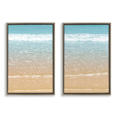 Ensemble de 2 toiles flottantes encadrées Vivid Calming Beach Views par Nataly White