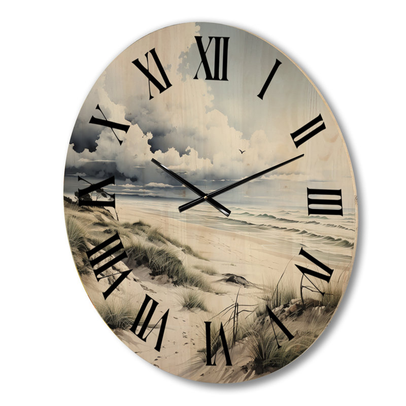 Beach Photo Dune Dreams III - Coastal Beach Wooden Wall Clock, Medium