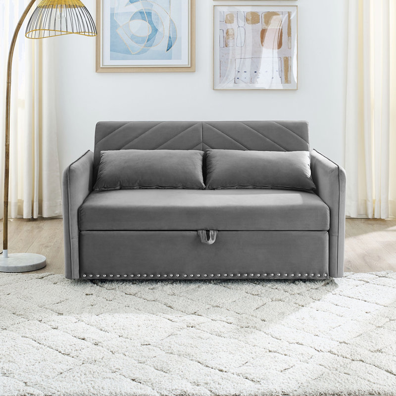 Futon rembourré Araluen 55, Velours gris velours