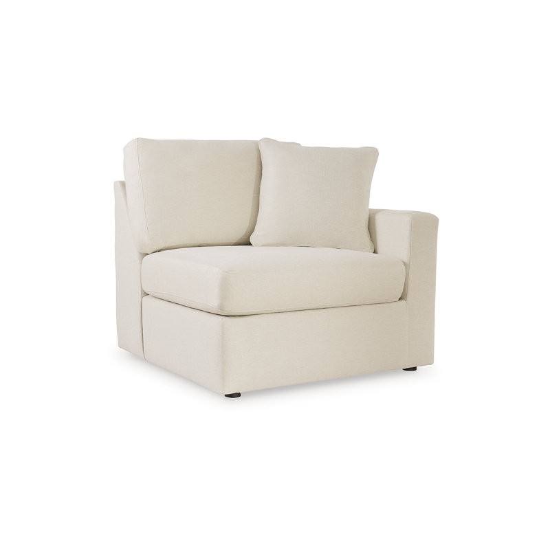 Canapé modulaire 4 pièces avec méridienne Depew, Orienté à droite, Polyester blanc