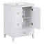 "Meuble-lavabo de 24 pouces avec rangement, tablette réglable, panneau de fibres à densité moyenne et bois d'hévéa, cloisons amovibles, finition blanc brillant"-307565538