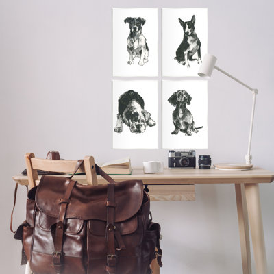  "Traditional Dog Sketches", ensemble d'art sur plaque par Cartissi