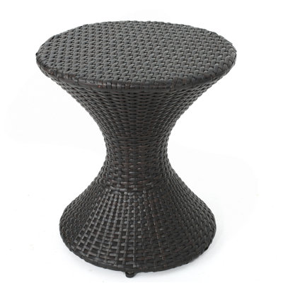 Outdoor 16-Inch Multi-Brown Wicker Hourgla Side Table