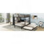Lit superposé double au-dessus de simple avec garde-robe intégré, lit superposé en métal avec lit gigogne, bureau pliable, échelles, conception à réduction de bruit, noir-20568523