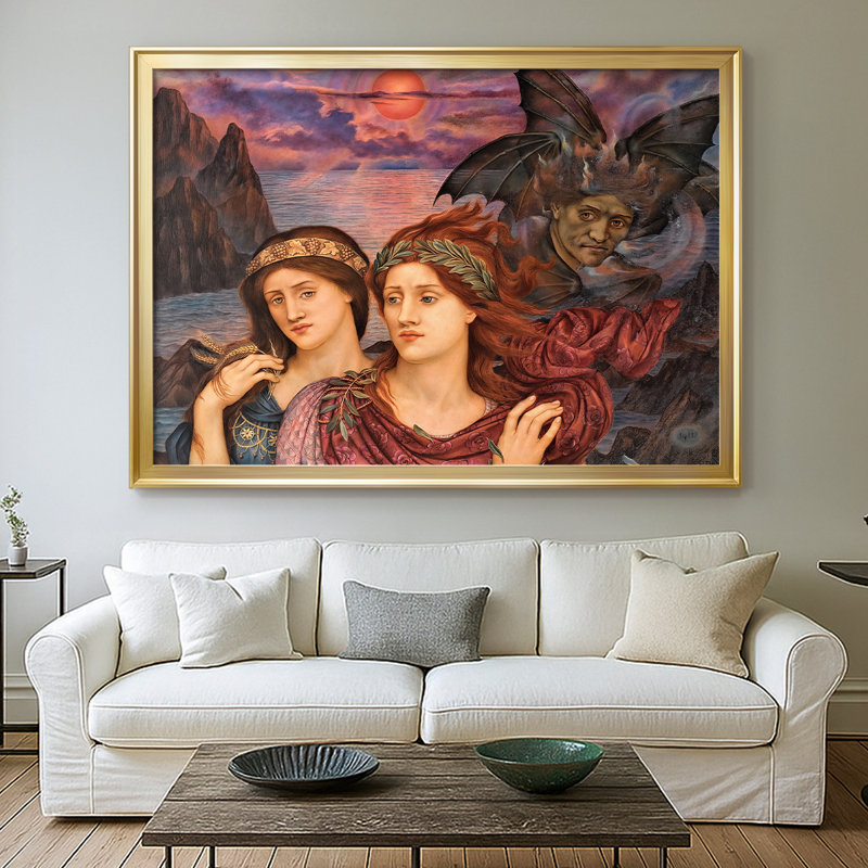 The Vision-Evelyn De Morgan-Toile tendue avec châssis-1914, 26,5 x 36,5, Toile avec cadre, Doré