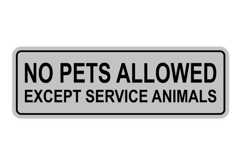 Enseigne standard interdite aux animaux de compagnie sauf les animaux de service (gris clair / bourgogne) - moyen 2 3/4 po x 7 po
