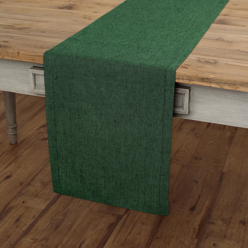 100% Pure Linen Table Runner - Athena, 108" x 14", Forest Green