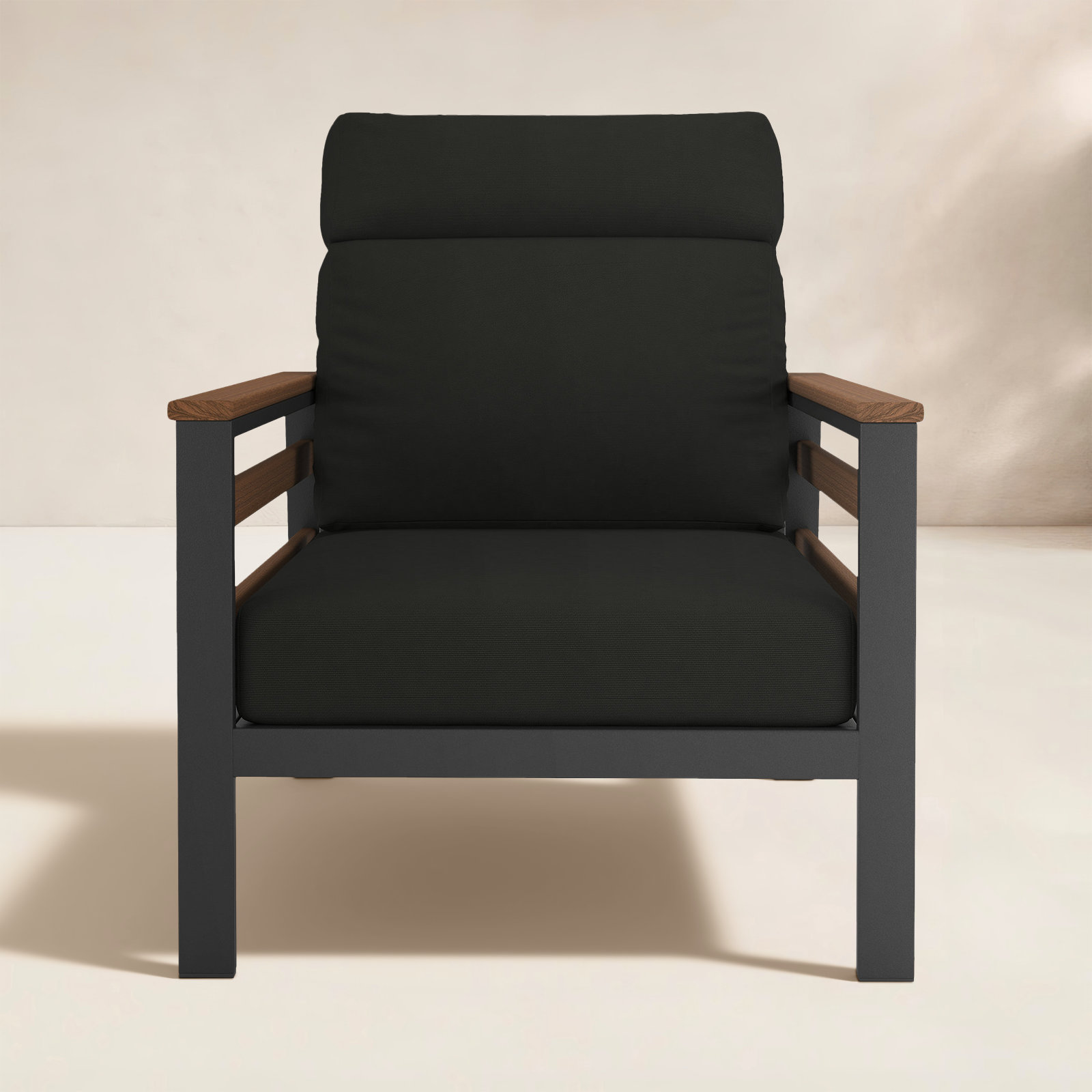 Townsend Sunbrella® Patio Lounge Chair, Canvas Black, Brown