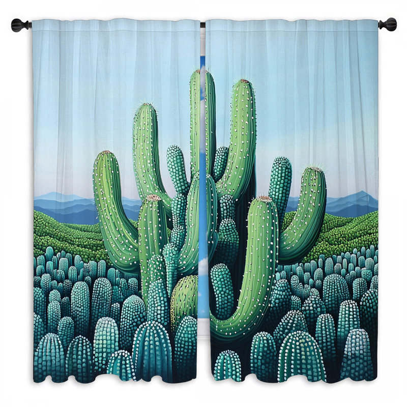 Rideaux de fenêtre Cactus Desert Southwestern Drapes - 2 panneaux, L 20 po x L 82 po