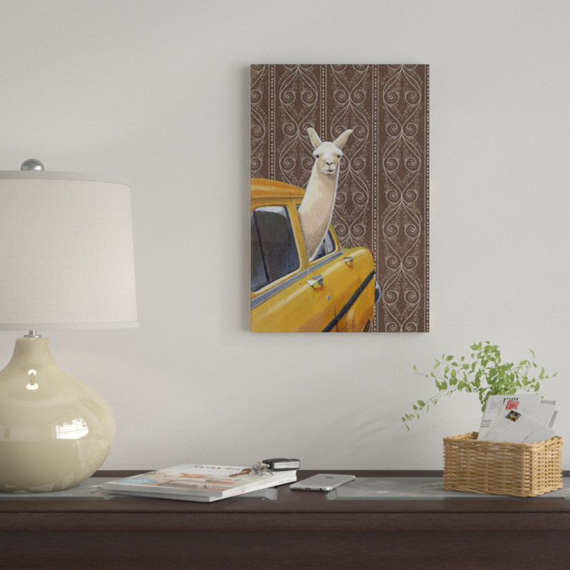 « taxin llama » par jason ratliff, impression sur toile, H 24 po x l 16 po x P 1 po, Papier d'art encadré noir, Blanc