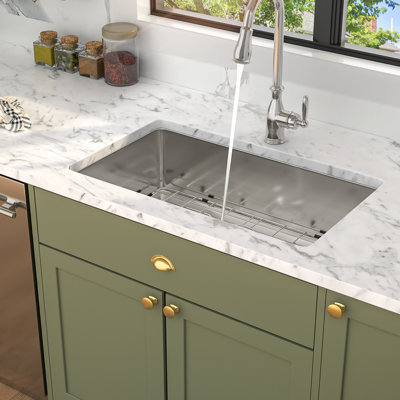 Évier de cuisine simple encastrable 32 po x 19 po, acier inoxydable de calibre 16, qualité alimentaire T304, profondeur de 10 pouces, drainage, avec grille de rinçage inférieure et crépine de drain