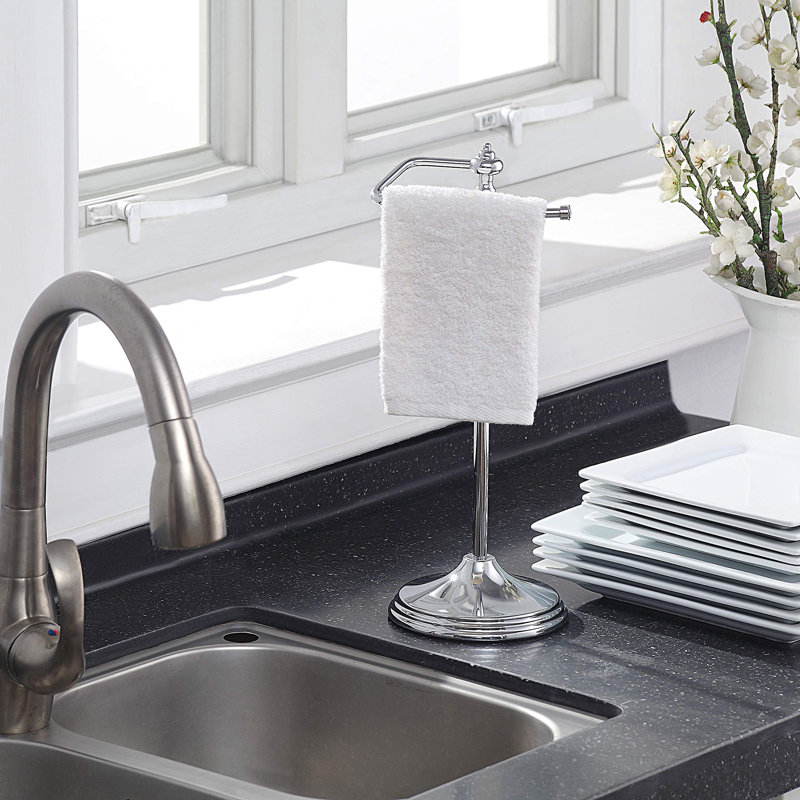 Porte-serviettes décoratif lourd en métal classique, Nickel satiné