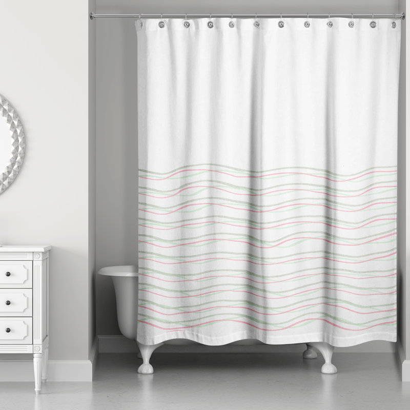 Perine Striped Shower Curtain, Pink
