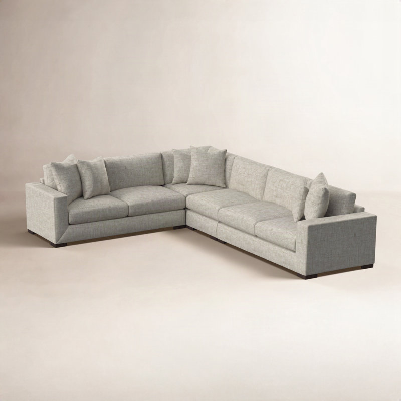 Nicolette Upholstered L-Shaped Sectional Right Hand Facing, Cream Linen, Molasses