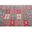Tapis rouge / bleu en laine noué à la main de conception unique 5 pi 11 po x 9 pi 1 po New Age