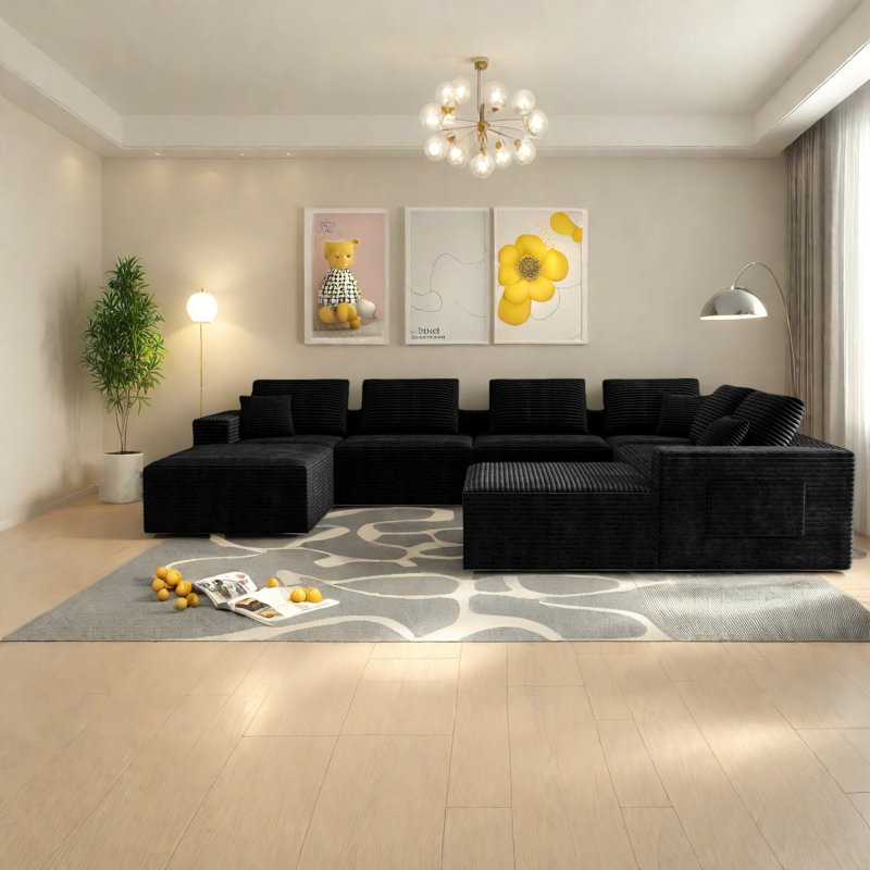 Canapé modulaire moderne en mousse de velours côtelé Compression Sectionals