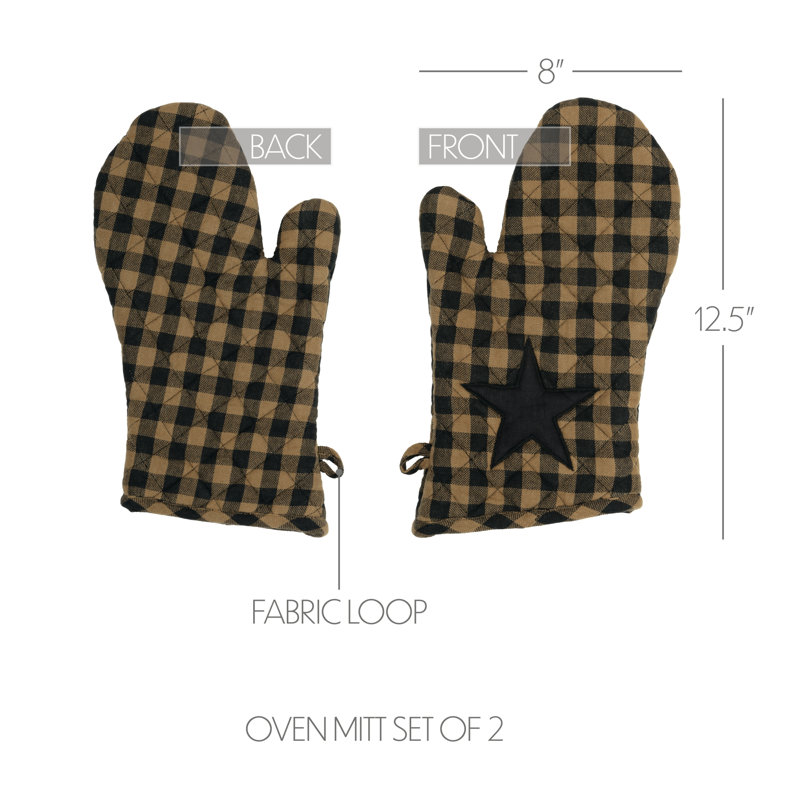 Black Star Oven Mitt Set of 2