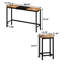 Longue table de salle à manger polyvalente avec 3 tabourets, tabouret suspendu unique, couleur naturelle + noire, pendant des années Élégant espace confortable - économie de noir, divertissement