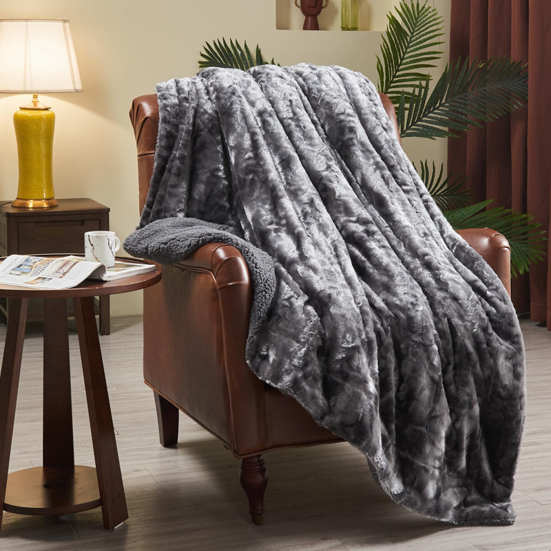 Atif Throw Blanket, Dark Grey