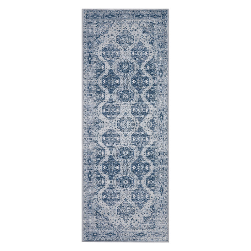 Area Rug for Living Room Thin Vintage Area Rug  Irregular Medallion, Non-Slip, Floral Design - Low Pile Carpet for Bedroom, Dining Room, Farmhouse Decor