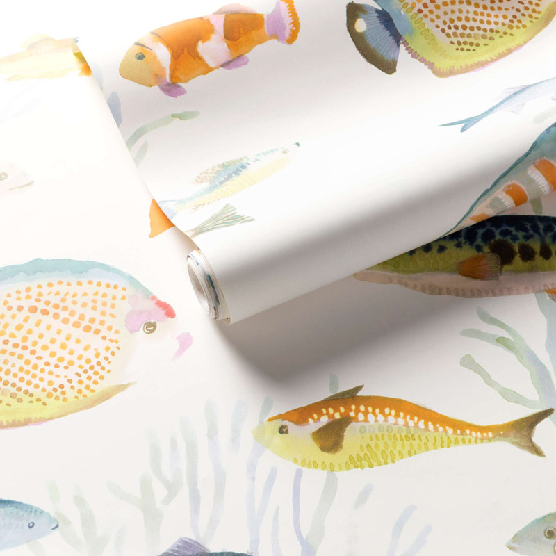 Papier peint Happy Fish, Jaune