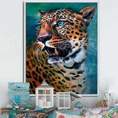 Artistique, peinture colorée de léopard - reproduction d'art sur toile traditionnelle