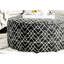 Finition noire ronde avec design contemporain et garniture à passepoil, profondeur de 39 pouces de largeur, hauteur 18, motif géométrique, tissu en bois massif, 1 pièce incluse, assemblage simple, style rembourré large, haut, facile
