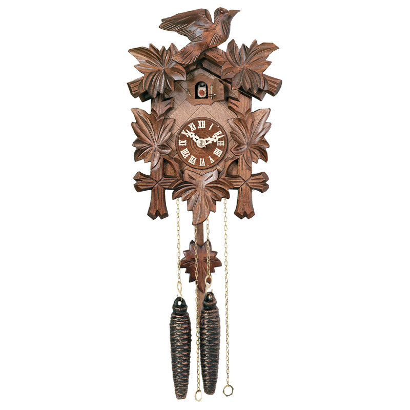  9" H Traditional Wooden Cuckoo Clock with Pendulum & Night Shut-Off Feature
