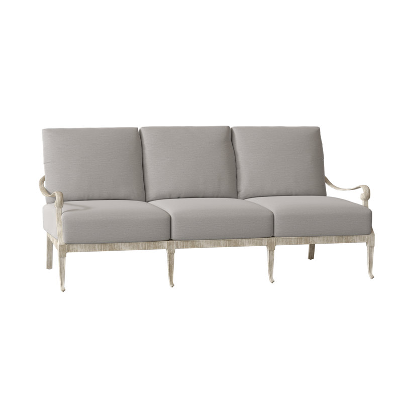Canapé de patio avec coussins Wiltshire, Blanc patiné, Impact Vapor gris Sunbrella®