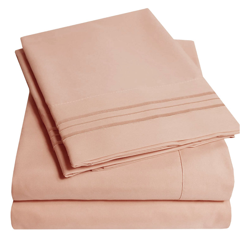 Microfiber Sheet Set, Queen Sheet Set with 2 Pillowcases, Peach