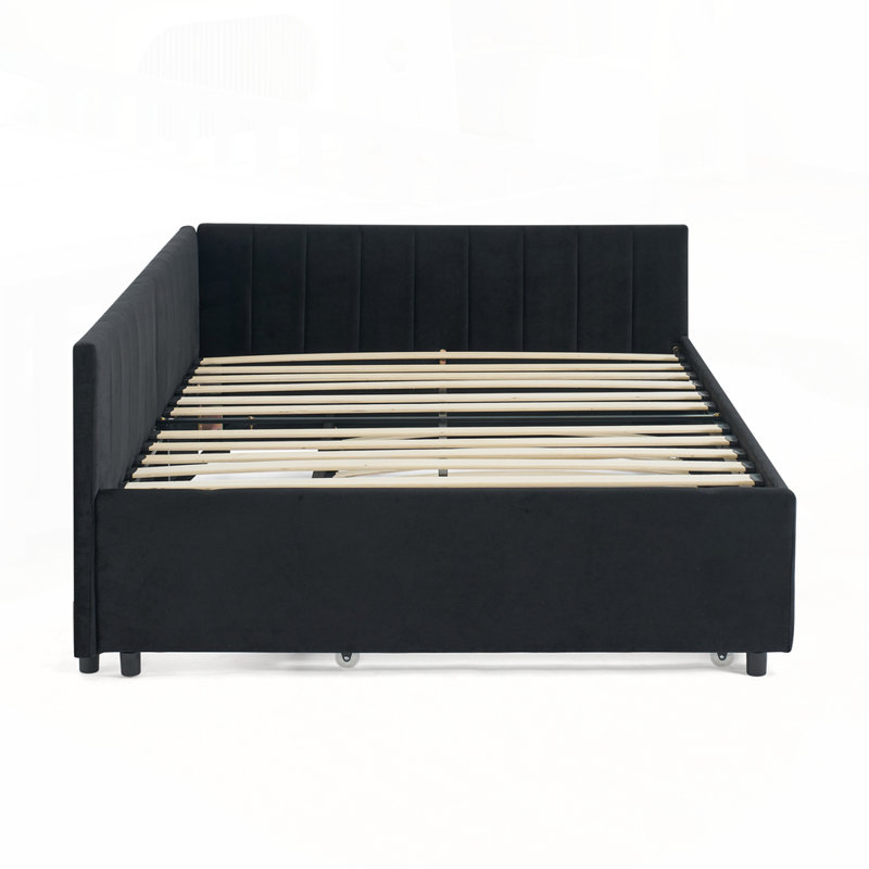 Luxurious Velvet Tufted Sofa Bed with Versatile Functionality for Any Space, Black