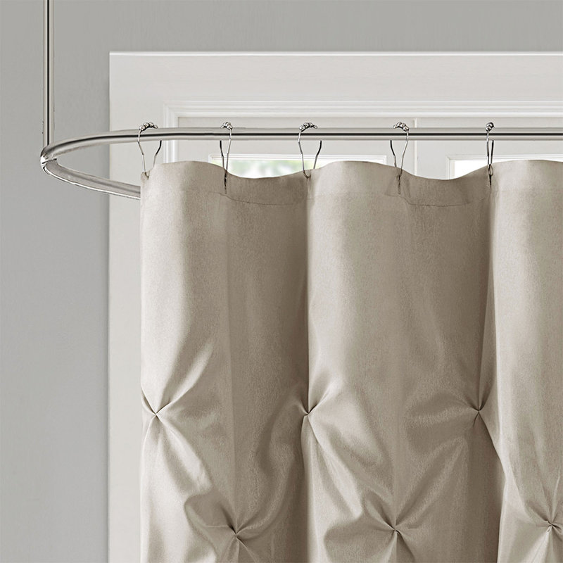 Taupe Tufted Polyester Hollywood Glam Shower Curtain