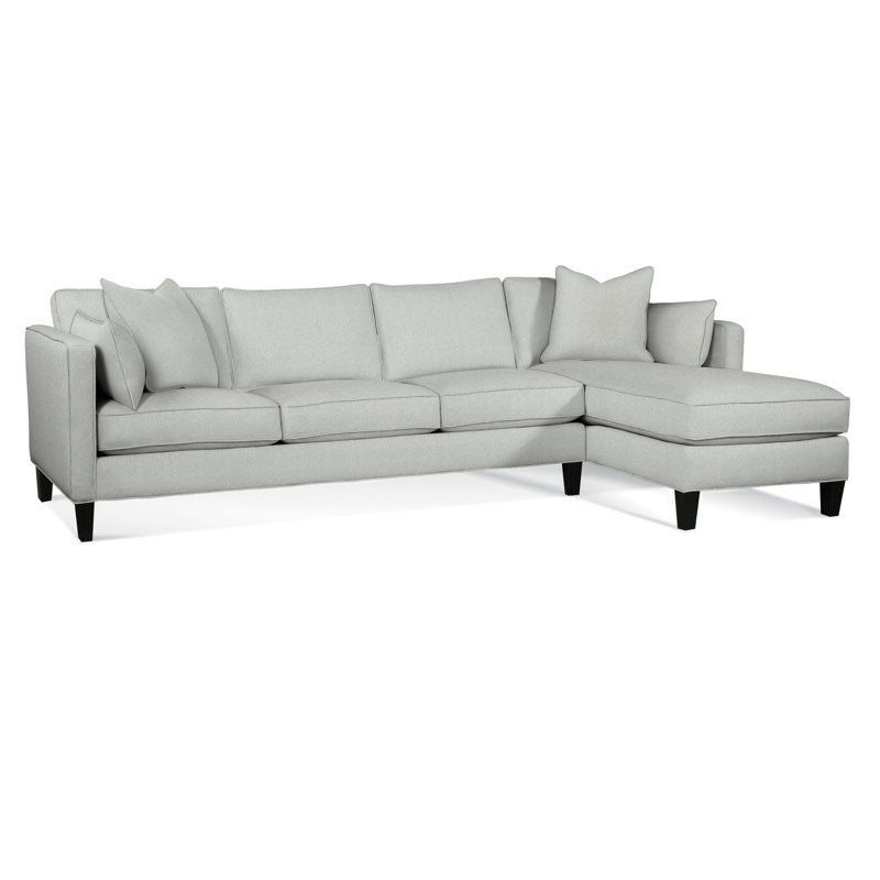 Lenox Chaise Sectional, Black, Right Hand Facing, Green Performance Fabric; 0851-54