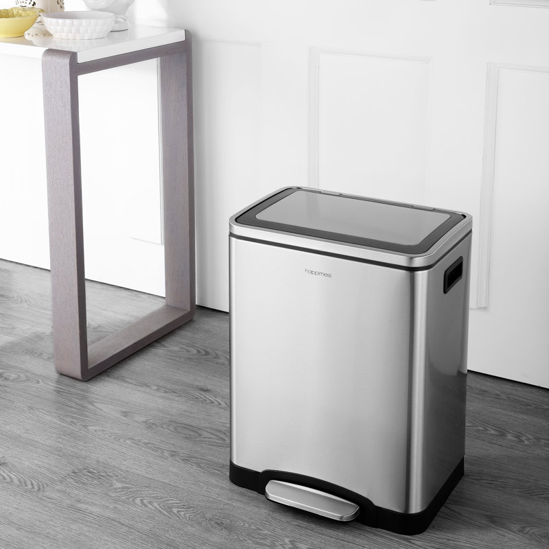 Elmo 8-Gallon Brushed Stainless Steel Kitchen Step Trash Can