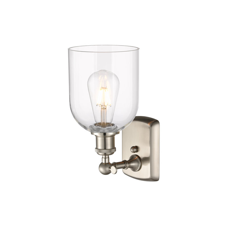 Anacaren Steel Armed Sconce, Satin Nickel, Clear